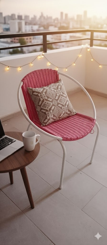 🪑 Chaise Design Tressée Rouge & Blanche – Confort et Élégance Moderne
