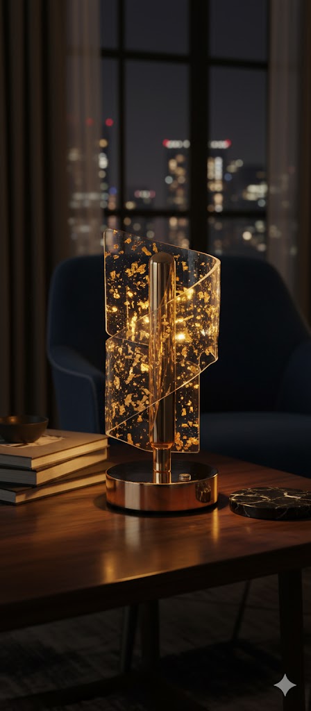 Lampe Abat-Jour Design Doré Élégant